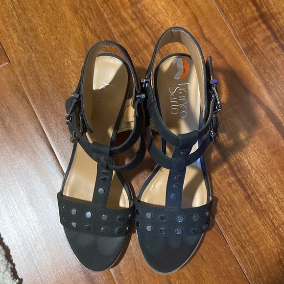Franco Sarto black and silver studded heels/sandals - Picture 2 of 7